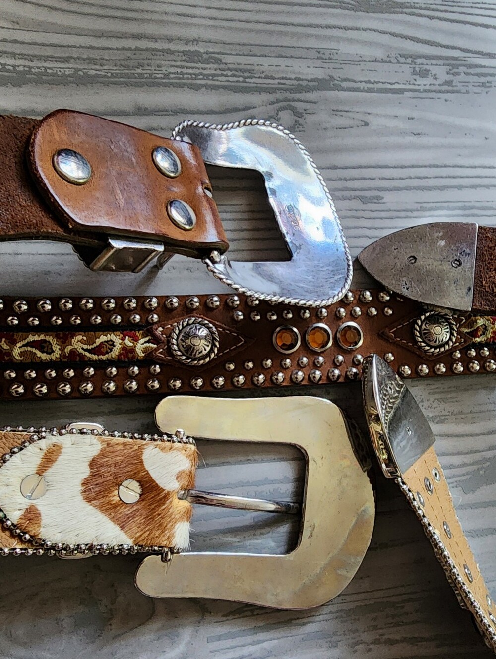 Vintage WB Atlas Bling Western Belt Bundle Y2k Country Leather Rhinestone - Picture 6 of 15